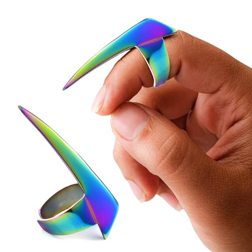 My Hair Tools Hair Parting & Sectioning Ring - Stainless Steel Finger Braiding Hair Pick Tools for Durable Dreadlocks Wig Quick Installation of Remy Human Hair Extensions Hair Styling Tools (Rainbow)