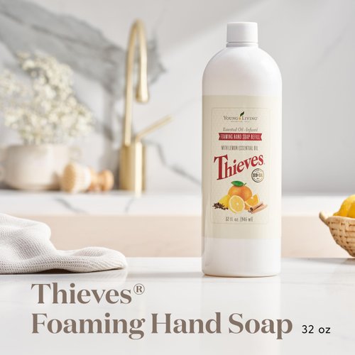 Young Living Thieves Foaming Hand Soap Refill, 32oz | Hand Wash | Natural Home Care | Smooth & Refreshed Hands | Easy to Pump | Liquid Antibacterial Soap