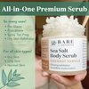 Bare Botanics Bergamot Mint Body Scrub 24oz | Made in Madison, WI | All Natural Sea Salt Exfoliator w/ Skin Loving Moisturizers | Vegan & Cruelty Free | Gift Ready Packaging w/ a Cute Wooden Spoon