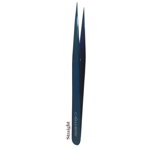 Alluring TITANIUM BLUE Tweezers for Eyelash Extension for Volume Lashes Straight