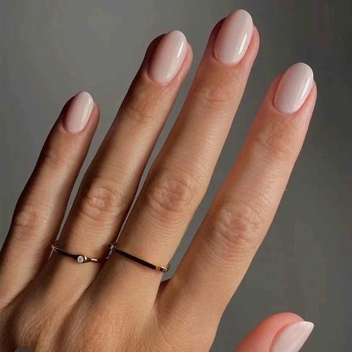 RikView Red Press on Nails Medium Coffin Nails for Women Glossy Fake Nails 24 PCs/Set (White)
