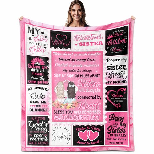 IWADNYI Sister Gifts from Sisters Ideas, Sister Blanket 60" X 50", Best Sister Ever Gifts, Birthday Gifts for Sister from Sister, Big Sister Gifts for Girls, Soul Sister Gifts