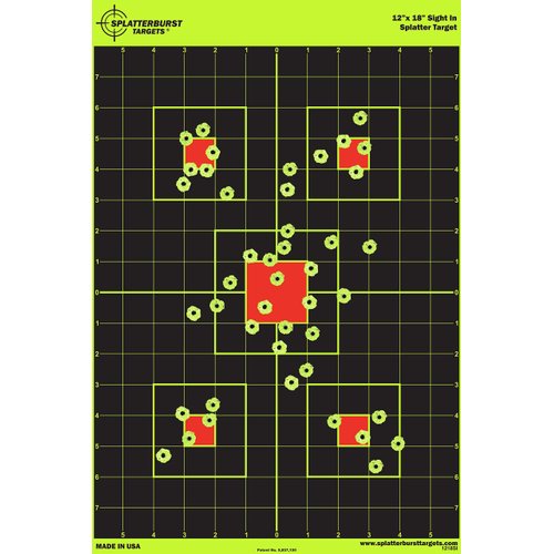 25 Pack - 12 x 18 inch Sight in - Splatterburst Shooting Targets - Gun - Rifle - Pistol - Airsoft - BB Gun - Pellet Gun - Air Rifle
