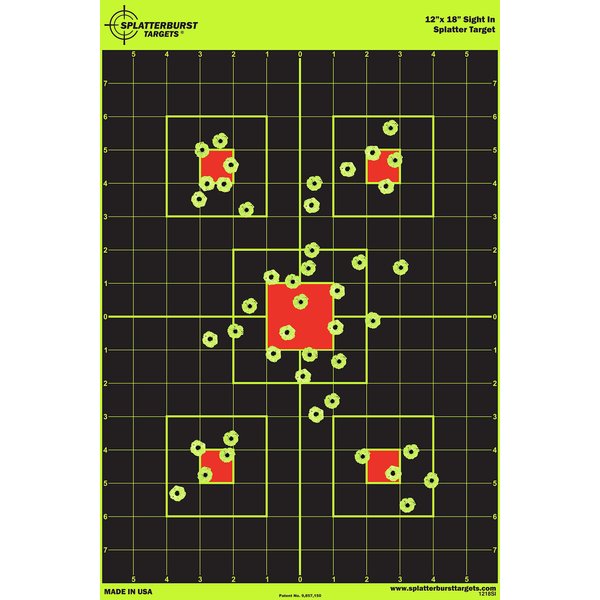 25 Pack - 12 x 18 inch Sight in - Splatterburst Shooting Targets - Gun - Rifle - Pistol - Airsoft - BB Gun - Pellet Gun - Air Rifle