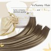 Ve Sunny Tape in Human Hair Extensions Brown Ombre Hair Extensions Tape ins Balayage Medium Brown Ombre Platinum Blonde and Brown Tape in Extensions Human Hair Ombre 50g 20pcs 16inch