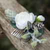 Fangsen Silver Wedding White Flower Hair Comb Boho Floral Hair accessory for Women and Girls