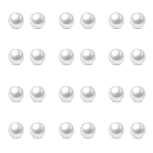 Charisma 6mm Composite Pearl Earrings Round Ball Pearls Stud Earrings Hypoallergenic 12 Pairs Imitation Pearl Earrings Set for Girls Women