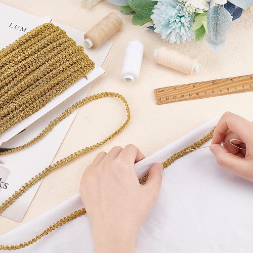 FINGERINSPIRE 27 Yards Metallic Braid Lace Trim Gold Sewing Centipede Braided Lace 3/8" Wide Decorated Gimp Trim DIY Craft Sewing Accessories for Wedding DIY Clothes Jewelry Crafts Home Decor