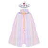 AOOWU Princess Cape for Girls, Colorful Princess Cloak with Crown, Princess Fancy Dress Up Sparkling Sequins Tulle Princess Cape Set for Birthday Party Cosplay (Rainbow, L)