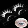AUGENLI Halloween White False Lashes Extension Tools Japanese Anime Cosplay Natural Makeup Looking Masquerade Party Eye Lashes (01A)