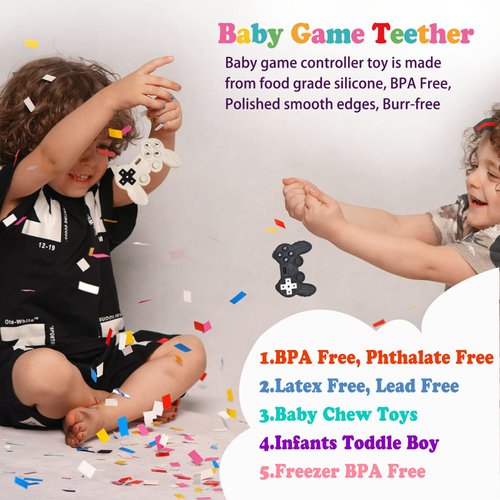 BIGSPINACH Baby Video Game Controller Teether Toy Funny Baby Teething Toys for Babies Gamer Controller（Black