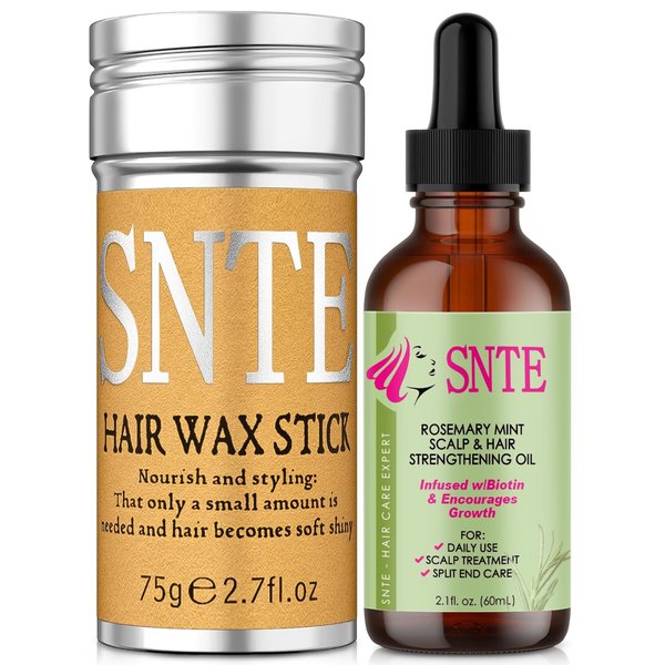 Hair Wax Stick with Rosemary Oil for Hair Growth, Dry & Damaged Hair Care, Flyaway Control - Prevents Hair Loss & Breakage