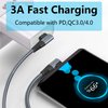 Maixbomr 90 Degree USB C to USB C Cable 1M/3FT, Right Angle 60W PD Type C Fast Charging & Data Transmission Nylon Braided Cable, for Type C Devices Laptop/Tablet/Cell Phone(Gray)