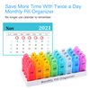 Monthly Pill Organizer 2 Times A Day, Greencycle 30 Day Medicine Organizer, AM PM Pill Cases, 4 Week Pill Box, Small Compartments to Hold Vitamins Fish Oil Supplements Great for Travel
