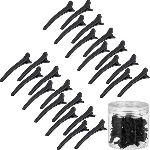 24 Pcs Hair Sectioning Clips Hair Clips for Styling Alligator Hair Barrettes Pins Plastic Duck Billed Alligator Hair Clips Duck Teeth Hair Accessory for Women with Container, 2.95 Inch (Black)