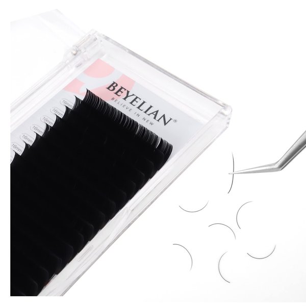 BEYELIAN Eyelash Extensions, Individual Lashes, 0.20mm C Curl 16mm Super Matte Classic Lash Extensions, Ellipse Flat Eyelash Extension, Light and Soft Natural Look for Professional Salon Use
