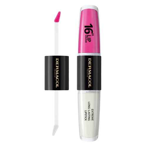 Dermacol NEW 16-Hour Lip Colour, Highly Pigmented Glossy Lip Stain, Two-Phase Lip Plumper Gloss, Kissproof Lip Makeup Products with Matte and Glitter Finish,n.2, Hot Date
