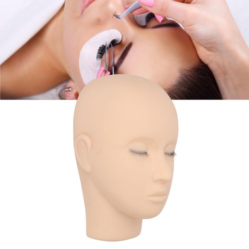 Lash Mannequin Head, 3 Layers Soft Silicone High Simulation Makeup Practice Head, Replaced Eyelids Mannequin Head for Salon Massage Training