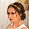 Formery Yellow Crystals Headband Gold Sparkle Flowers Crystal Beads Hair Band Party Prom Wedding Handmade Floral Beads Headpiece for Women and Girls