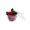 Oasis Creations Hexagonal Mini Bowl-Lids & Spoons Included- 3.3 ounce -40 Count -Clear Plastic - Six Sided Bowl - Flower Cup-Mini Dessert Cup- Serving Bowl -Snack Bowl-Disposable or Reusable