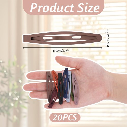 Giantree 20 Pcs Snap Hair Clips for Women, Metal Hair Barrettes Non-Slip 2.5" Hair Snap Clips for Women Thick and Thin Fine Hair (10 colors)