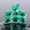YEMEKO Beholder'S Eye DND Dice- Dragon Eye Liquid Core Sharp Edge Handmade Dice Set for Dungeons and Dragons Ttrpg, Multi-Sided RPG Polyhedral Resin Roleplaying （Green Dragon Eyes）