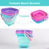 Shindel 3 PCS Foldable Pail Bucket, Collapsible Beach Buckets with Shovels, Travel Sand Toys for Beach, Fun Summer Activities, Beach Essentials, Toddler Beach Toys