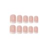 LPOODDNU White French Tip Press on Nails Short Square Fake Nails Glossy Pink Nails Full Cover Glue on Nails Acrylic False Nails Cute Artificial Stick on Nails for Women Girls DIY Nail Salon - 24PCS