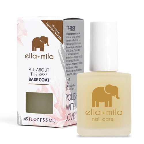 ella+mila "All About the Base - Coat Nail Polish - Long-lasting Ridge Filler Base Coat - Nail Care that Helps Smooth & Fill Natural Nails (0.45 fl oz)