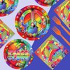 96 Pcs 60's Hippie Plates and Napkins 350 GSM Groovy Party Decorations Disposable Tableware Set Peace Love Tie Dye Birthday Party Decorations for 60s 70s Carnival Baby Shower Party Supplies Serves 24
