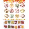 Kalolary 3 Boxes Fall Leaves Nail Art Sequins, 3D Maple Sycamore Ginkgo Leaf Nail Stickers Wood Pulp Glitter Flakes for Autumn Nail Art Decorations