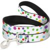 Dog Leash Dots Grid White Gray Multi Color 4 Feet Long 0.5 Inch Wide