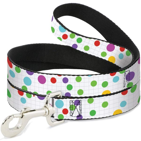 Dog Leash Dots Grid White Gray Multi Color 4 Feet Long 0.5 Inch Wide