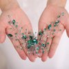 Teyglen Green Crystal Bride Wedding Hair Comb Bridal Crystal Hair Comb Hair Accessories Shiny Rhinestones Bridal Side Hair Combs Dainty Headpieces for Women Bride Girls