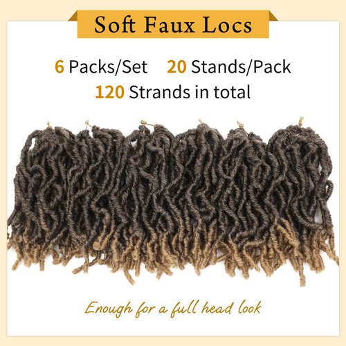 WIGNEE Faux Locs Crochet Hair Locs 6 Packs Crochet Dreadlocks for Black Women (8 Inches 1B/27)