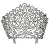 Janefashions Fancy Beauty Queen Crystal Rhinestone Tiara Crown With Hair Combs Wedding Bridal Beauty Contest Prom Pageant Silver T994