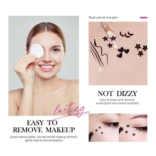 LAMUSELAND Eyeliner Stamp Wingliner, Waterproof Smudgeproof Liquid Eye Liner Gel Pen Set, Long Lasting Heart Black Thin Double Ended Pencil Makeup Tools for Women (D Heart)