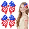 Beleki 4th of July Hair Bow for Girls, 2 Pcs Red White Blue American Flag Hair Bow Clips Patriotic Stars Stripes Hair Clip Sparkly Hair Accessories for Independence Day Fourth of July