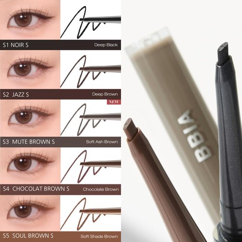 BBIA Last Auto Gel Eyeliner SLIM 5 Colors – Ultra-Fine Waterproof Mechanical Gel Eye Liner Pencil Smudge-Proof Easy Drawing Smooth Gliding Texture Vegan Korean Eye Makeup (S1 NOIR SLIM R)