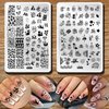 2pcs Floral Animal Unicorn Series Nail Stamping Template Plants Nail Stamping Plates Cute Cat Panda Fox Manicure Nail Art Image Plate Flowers Nail Art Print Stencil