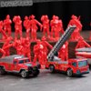 LovesTown 50PCS Fire Truck Toy Set, 6PCS Die-cast Small Rescue Emergency Vehicles Red Fire Trucks 44PCS Firemen Toy Figures for Kids Boys Birthday