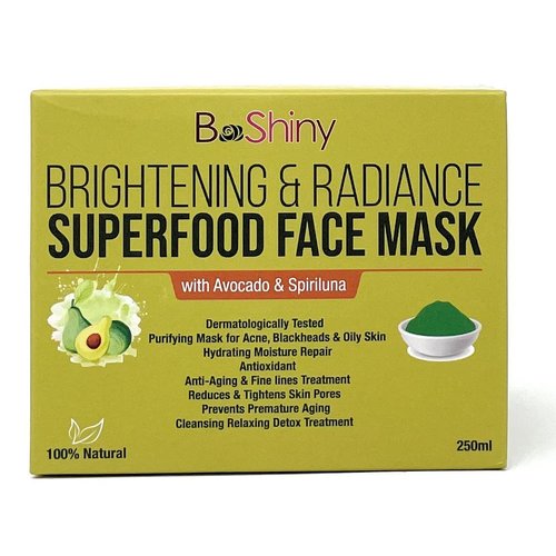BeShiny SuperFood Face Mask with Avocado & Green Tea - Body Mud Mask - Acne Treatment - Natural Dermatologically Tested - Face Masks Skincare