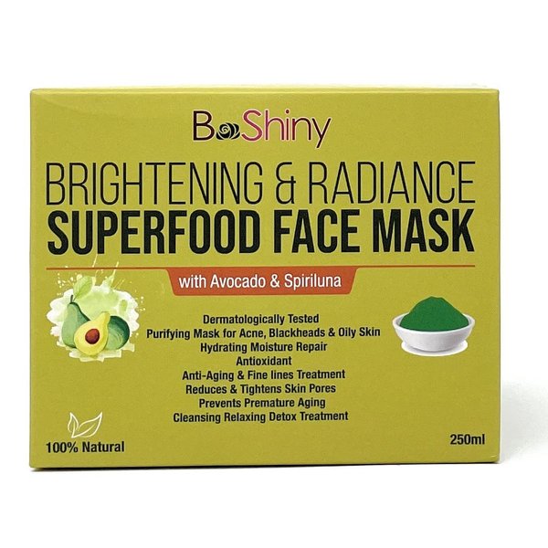 BeShiny SuperFood Face Mask with Avocado & Green Tea - Body Mud Mask - Acne Treatment - Natural Dermatologically Tested - Face Masks Skincare
