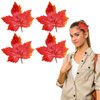 Vsdski Fall Maple Leaf Hair Clips Orange Artificial Fall Leaves Hair Barrettes Thanksgiving Hair Accessories Funny Autumn Hair Pins Wedding Thanksgiving Festival Party Decor for Women Girls 4pcs