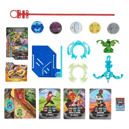 Spin Master Bakugan Blue Base Battle Pack Action Figure Set, Special Attack Ventri, Special Attack Dragonoid, Titanium Bruiser, Titanium Trox, Smoke, 6066988