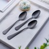 Matte Black Dessert Spoon, GoGeiLi Stainless Steel Satin Finish 6.8-inch Teaspoon Coffee Spoon Set, Service for 6, Dishwasher Safe