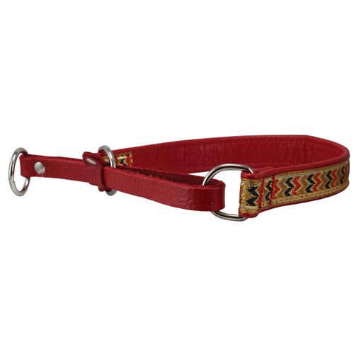 Genuine Leather 3/4" Wide Martingale Dog Collar Choker, Fits 13"-15.5" Neck