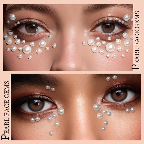 Teenitor Face Gems Hair Pearls Face Rhinestones for Makeup Festival Face Jewels Hair Jewels, 1300PCS Self-Adhesive Rhinestones and Gems for Face, Hair, Body, Eye