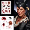 toututu Halloween Horror Makeup Fake Scars Temporary Tattoos - 118 Pcs Realistic Bloody Stitches Wound Tattoo Stickers for Face & Body, Zombie, Chucky, Vampire Cosplay, Pranks & Masquerade Parties