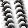 Pooplunch False Eyelashes Fluffy Cat Eye Look Wispy Long Dramatic Fake Eyelashes 8D Volume Faux Mink Lashs 7 Pairs Pack